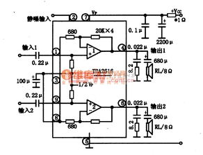 TDA2616高保真双声道功放集成电路原理图及应用指南